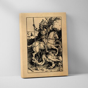 Saint George - Albrecht Durer Stretched Canvas Print, Wall Art, Woodcut, Engraving, Renaissance, Dragon, Dürer, Cute Gift