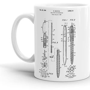 Ballpoint Pen Patent Coffee Mug - Office, Staple, Paper Clip, Funny, Vintage, Cool Gift