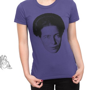 Women&#39;s Simone de Beauvoir T-shirt, Tee,  Philosopher, Writer, Feminist, Feminism, Sartre, Camus, Existentialism, Cute Gift
