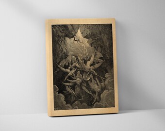 The Mouth of Hell - Gustave Dore Stretched Canvas Print, Wall Art, Dante, Art, Woodcut, Engraving, Renaissance, Dore, Inferno, Paradise Lost