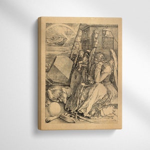 Melencolia - Albrecht Durer Stretched Canvas Print, Wall Art, Art, Woodcut, Engraving, Renaissance, Dürer, Cute Gift