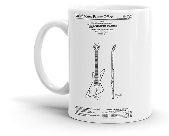 Gibson Explorer Patent Coffee Mug Guitar, Electric, Les Paul