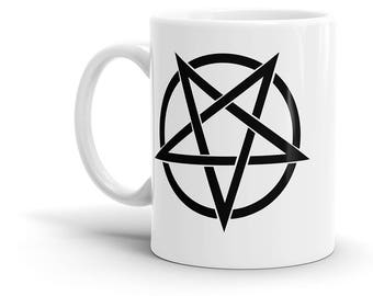 Interlaced Pentagram Coffee Mug, Lucifer, Baphomet Satan, Freemasons, Pentagram, Evil, Satanic, Occult, Magic, Cute Gift