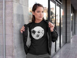 Maglietta Melies Viaggio Sulla Luna – T-Shirt 100% Cotone, Stampa Cinema, Unisex