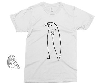 Penguin - Pablo Picasso T-shirt, Tee, Art, Sketch, Salvador Dali, van Gogh, Matisse, Mondrian, Braque, Cute Gift