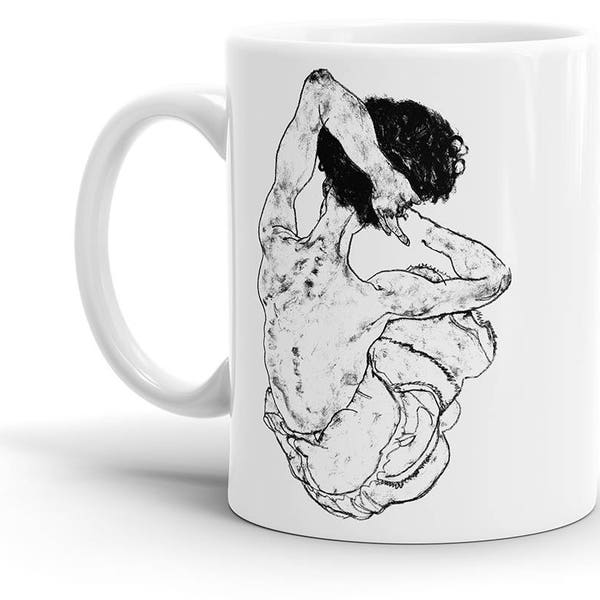 Sitzender Rückenakt - Egon Schiele - tasse à café - Art, Gustav Klimt, Munch, van Gogh, Mondrian, Braque, Vintage, Retro, Cool cadeau