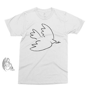 Dove of Peace - Pablo Picasso T-shirt, Tee, Art, Sketch, Salvador Dali, van Gogh, Matisse, Mondrian, Braque, Cute Gift