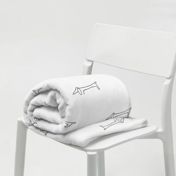 sausage dog fleece throw