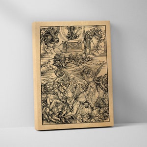 Battle of the Angels - Albrecht Durer Stretched Canvas Print, Wall Art, Art, Woodcut, Engraving, 16th Century, Renaissance, Dürer, Cute Gift