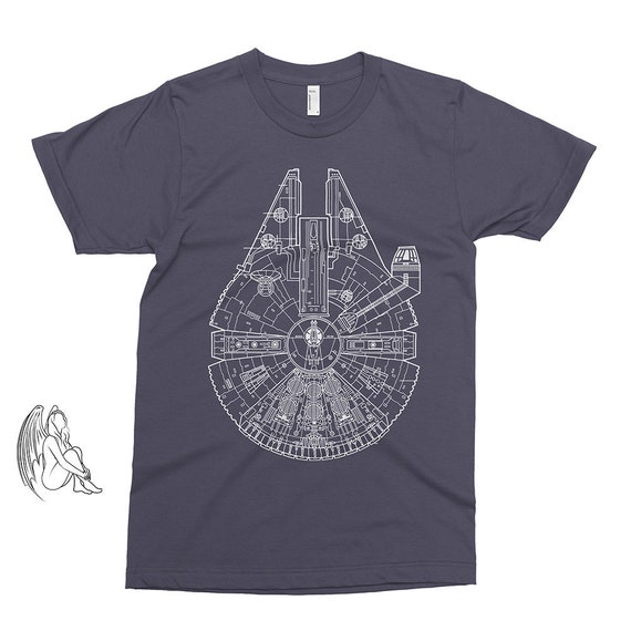 ondanks Leuk vinden Precies Millenium Falcon Blueprint T-shirt Tee Star Wars Darth - Etsy