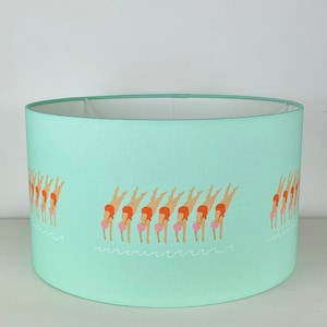 Vintage Swimmers Lampshade: Cold Water Swimming, Aqua Green