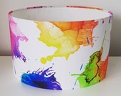 Lampshade Paint-splash Painted lampshade, Primary colours, Colourful lampshade, Splodgy lampshade, Bright, Modern art, Modern decor, Funky