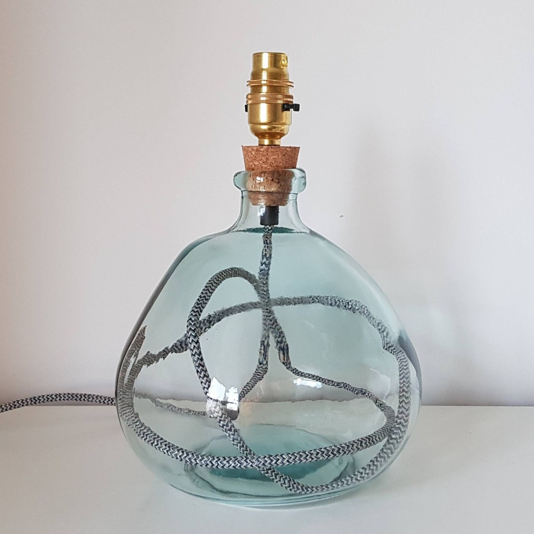 Recycled Glass Lamp Base, Glass Lamp, Glass Bottle Light, Glass Light