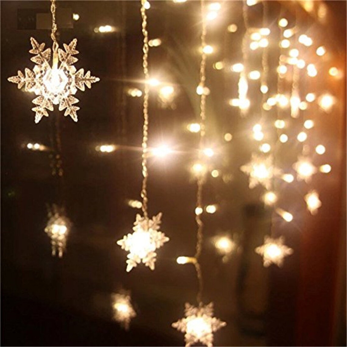 Snowflake curtain light 3.5M 96 leds Holiday lights Garland Etsy