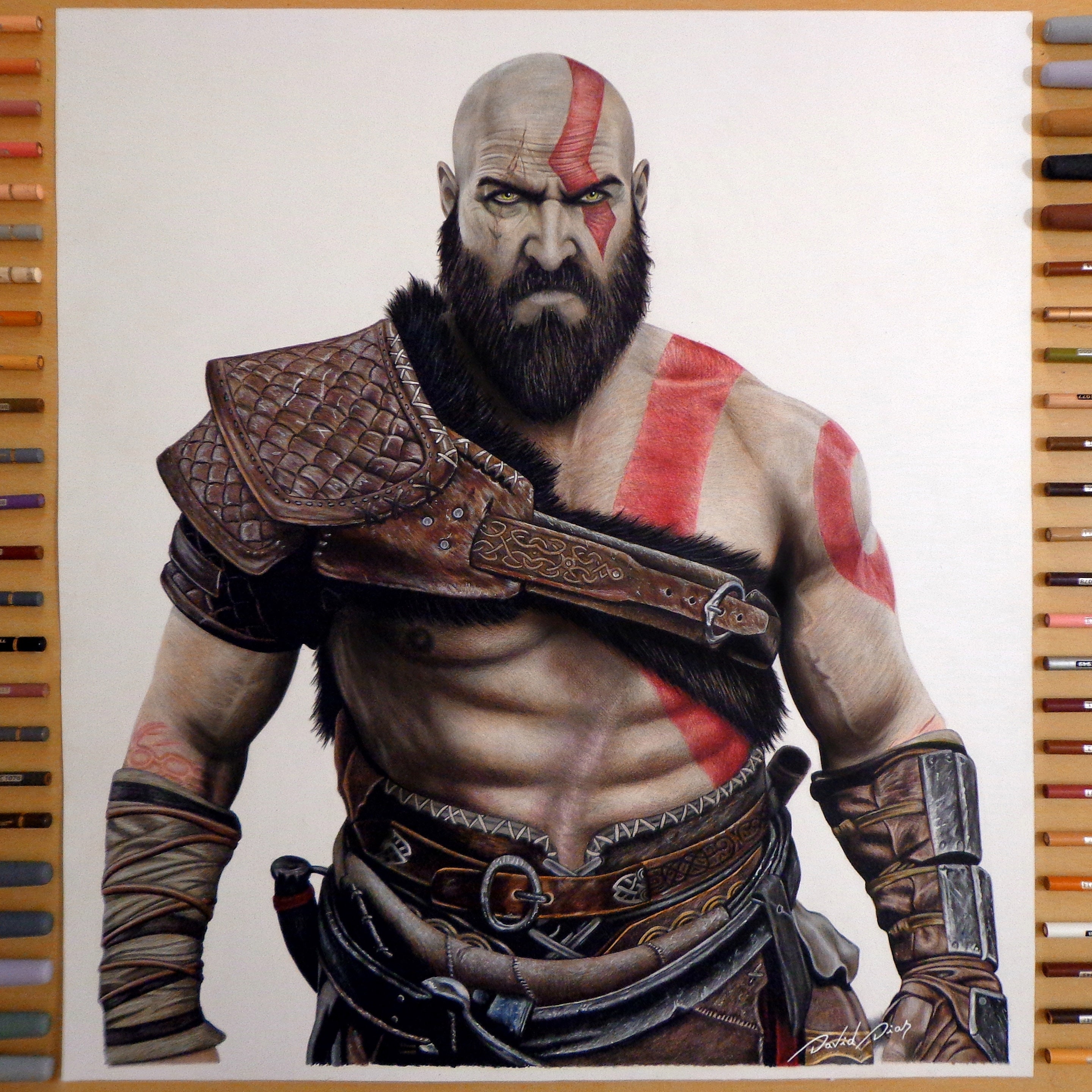 Wall Décor Kratos God Of War Watercolour on Paper. Home & Living etna