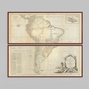 Map of South America | Old Argentina, Bolivia, Brazil, Chile, Colombia, Ecuador, Paraguay, Peru, Uruguay, and Venezuela | Huge x2 Map Print