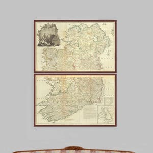 Landkarte Irland Irland | Riesige Menge alter historischer Kartendrucke, die Irland um 1790 zeigen - Dublin, Cork, Beltsch, Donegal, Finnegan, irische Clans IE