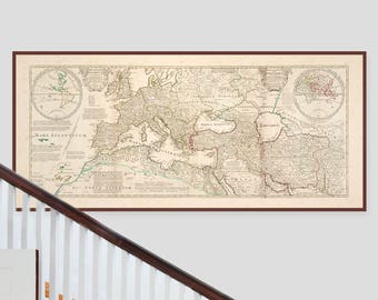 HUGE Ancient Roman World Map - MASSIVE Old Map of the World - Roman Empire map of the World 400AD,  | Large Panoramic Roman Atlas Print