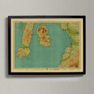 Isle of Arran & Niedrigere Clyde, Mull of Kintyre | Gigha, Troon, Ayr, Saltcoats, Brodick, Campbeltown, Withing Bay, Culzean, Girvan | Karte Print