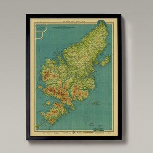 Ancienne carte de Harris, Lewis | Hébrides extérieures d'Écosse, Stornoway, Leurbost, Gabhair, Arnol, Tarbert, Callanish, Garenin, Maraig, Kneep, Uig
