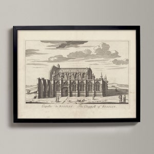 Rosslyn Chapel | Historical Scottish Town Drawing | Rosslyn Chapel, Rosslyn Old Map, Rosslyn Gift, Rosslyn Poster, Rosslyn Pres