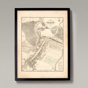 Dalkeith, plan de ville antique d'Édimbourg | Impression d'art | Ancienne carte vintage d'Édimbourg, en Écosse. Près de la rivière Esk, Midlothian - 1883