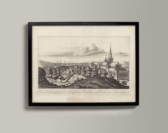 Glasgow - The Prospect of Glasgow from ye North East | Historical Scottish Town Drawing | Glasgow, from North, Glasgow Old Map, Glasgow
