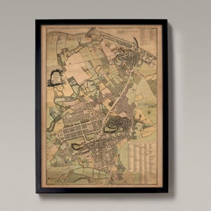 Carte ancienne d'Édimbourg, Leith Walk, Royal Mile, vieille ville, nouvelle ville | Impression du plan de la ville antique massif d'Édimbourg, Écosse