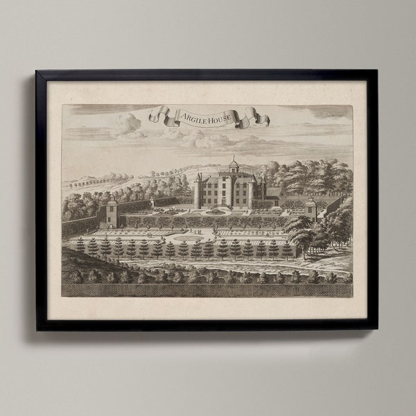 Hatton House ('Argile House') | Historical Scottish Town Drawing | Hatton House, Lauderdale Old Map, Lauderdale Gift, Lauderdale Poster,