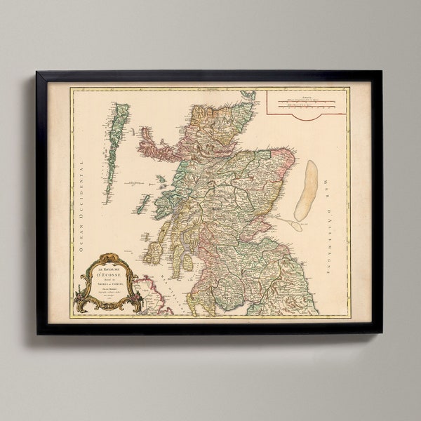 Antique Map of Scotland | Giclée Reproduction, antique wall art, home decor of Historic Scotch Wall Art from French Cartography > from 1751