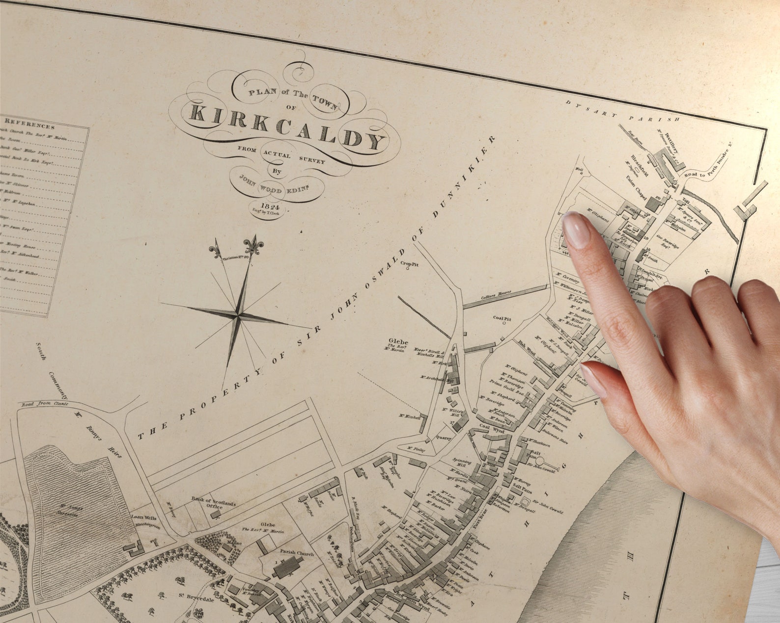 Vecchia mappa di Kirkcaldy / Giclée Fine Art Print / Pianta della città