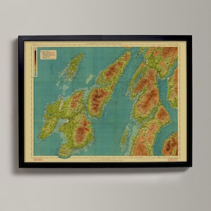 Jura and Islay | Old Map Print | Old Map of Jura, Islay | Bowmore, Port Ellen, Wemyss, Gigha, Lochgilphead, Carsaig, Scarba, Campbeltown