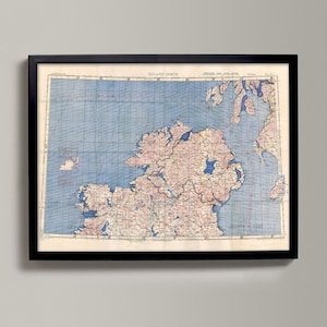 WWII-ära Nordirland Karte | British War Office, alte MI4 Karte von Spanien | Vintage-Karte, Region Belte; Bangor, Armagh, Kochstown, Derry