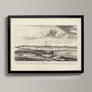 Glasgow - Die Perspektive der Stadt von Süden | Historische Schottische Stadt Zeichnung | Glasgow, von Süden, Glasgow Old Map, Glasgow Geschenk
