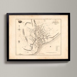 Arbroath Antike Karte | Kunstdruck | Antike Karte von Aberbrothock, Angus Schottland aus dem Jahr 1883