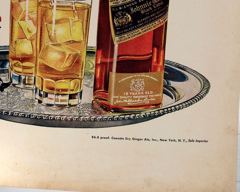 Johnnie Walker, Retro Vintage Advert | Old Whisky Poster, Old Fashioned Whiskey, Scotch Poster Print – Antique Effect Vintage Advertising image 9