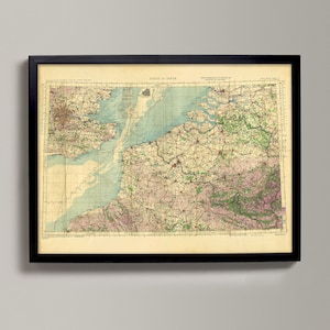 Alte Landkarte Ärmelkanal - British War Office GSGS 4369 - Alte Karte von England und Frankreich | Seekarte von Dover,