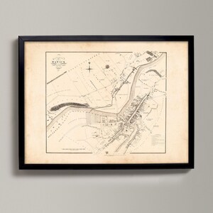 Ancienne carte de Hawick | Impression giclée d'art | Plan de la ville antique, carte de la ville de Hawick, près de Jedburgh, carte de la ville des Scottish Borders de 1883