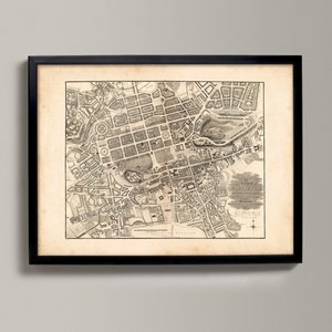 Ancienne carte d'Édimbourg | Ancienne carte imprimée | Carte ancienne d'Édimbourg, impression cadeau d'Édimbourg, généalogie d'Édimbourg, histoire d'Édimbourg, Édimbourg en Écosse