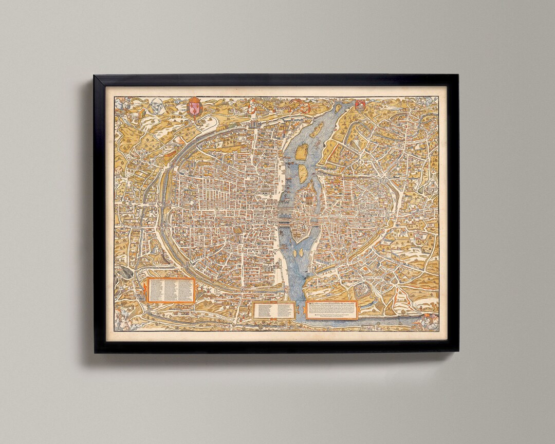 Old Map of Paris, France Antique | Fine Art Giclée Print Wall Art Chart ...