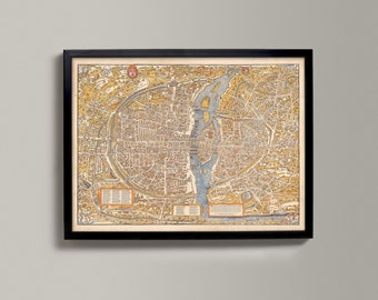 Old Map of Paris, France Antique | Fine Art Giclée Print Wall Art Chart Cartographic > Book Plan de Bâle, vintage french poster
