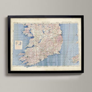 Old Map of Ireland WWII-era Map of UK | British War Office | Dublin, Galway, Killarney, Kinsale, Cork, Westport, Limerick, Waterford