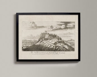 Edinburgh Castle - The North East View | Historical Scottish Town Drawing | Edinburgh, North East, Edinburgh Old Map, Edinburgh Gift, E