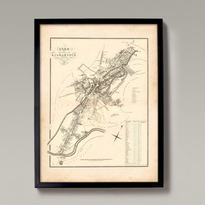 Kilmarnock alte Karte | Giclée Kunstdruck | Antike Stadtplan, Vintage Stadtplan, in der Nähe von Glasgow, Ayr auf Original von 1883