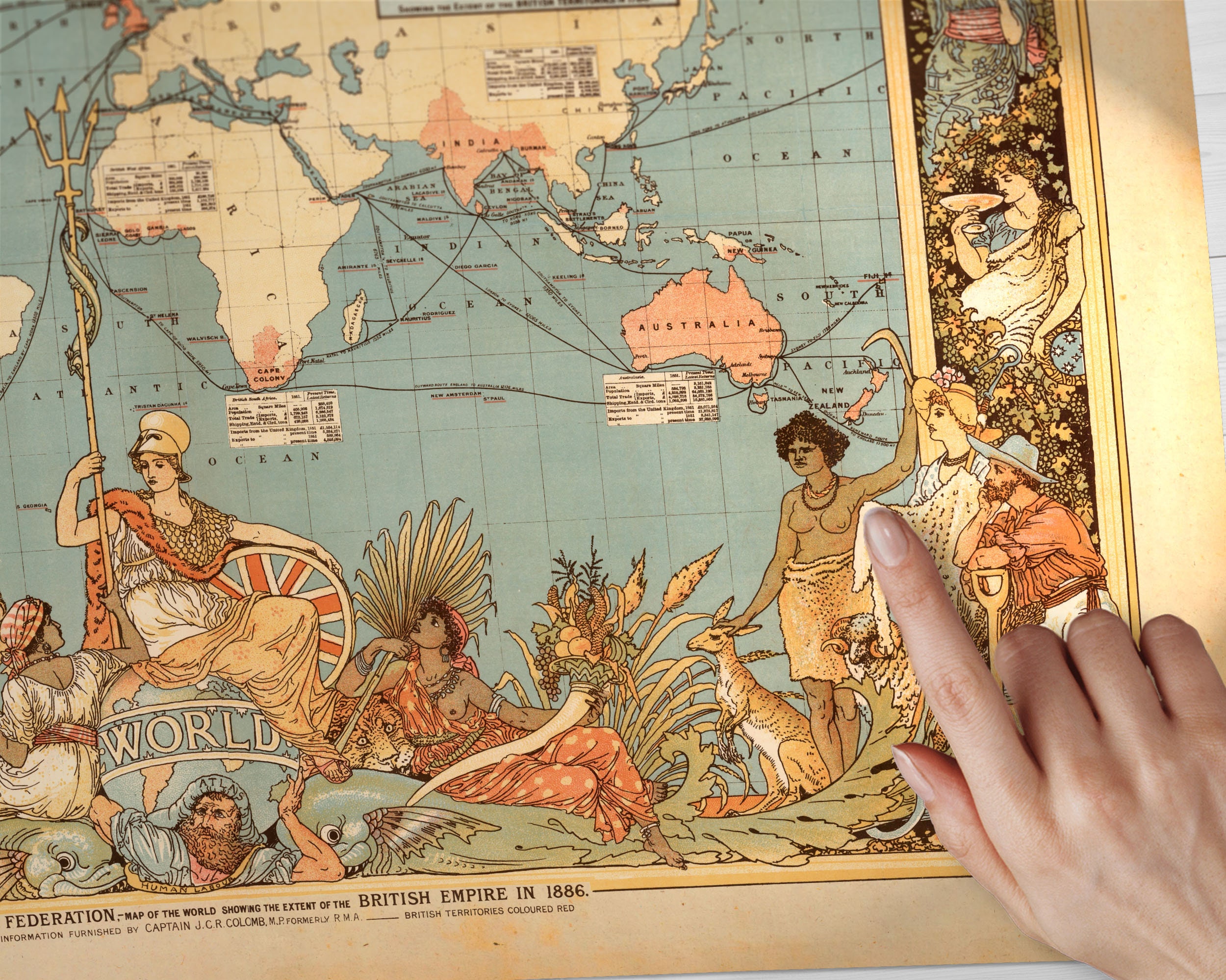 Map of the British Empire Vintage Map of the World, United Kingdom Fine ...