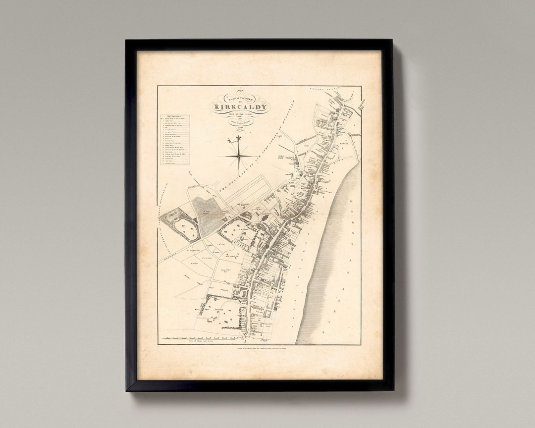 Old Map of Kirkcaldy Giclée Fine Art Print Antique Town Etsy