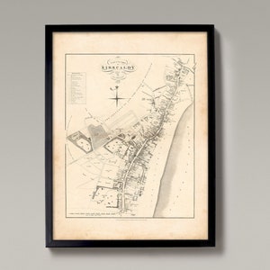 Alte Karte von Kirkcaldy | Giclée Kunstdruck | Antike Stadt Plan, alter Stadtplan im Königreich Fife in der Nähe von Dundee. In Anlehnung an Original von 1883