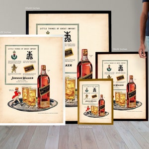 Johnnie Walker, Retro Vintage Advert | Old Whisky Poster, Old Fashioned Whiskey, Scotch Poster Print – Antique Effect Vintage Advertising image 3