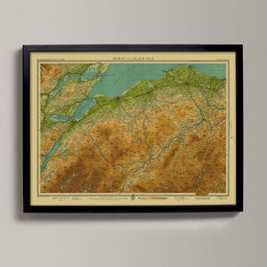 Alte Landkarte von Black Isle & Black Isle | Inverness, Fortrose, Dingwall, Grantown, Elgin, Lossiemouth, Nairn, Carr Bridge, Aviemore, Findhorn, Cawdor