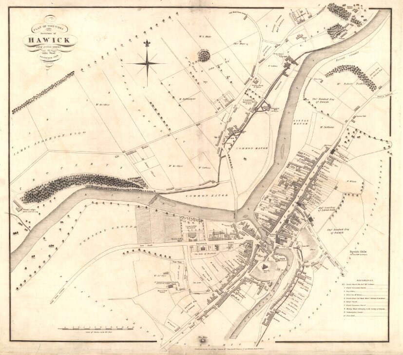 Hawick Old Map Giclée Fine Art Print Antique town plan | Etsy